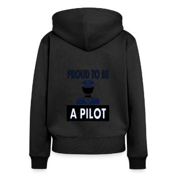 Ich bin Pilot Fluzeug fliegen Flug Geschenk - Frauen Premium Bio Zip Hoodie - Schwarz - Hinten - Julia (174cm)