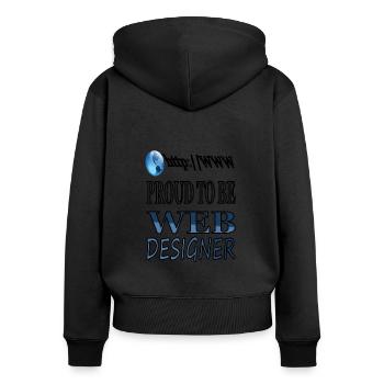 Je suis un concepteur web, internet, développeur web - Sweat à capuche zippé Premium bio Femme - noir - Dos - Julia (174cm)