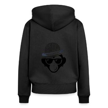Affe mit Hut Wildtier Menschenaffe Geschenkidee - Frauen Premium Bio Zip Hoodie - Schwarz - Hinten - Julia (174cm)