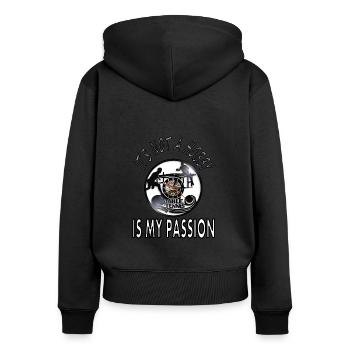 Tennis de table, ma passion, joueur de tennis de table - Sweat à capuche zippé Premium bio Femme - noir - Dos - Julia (174cm)