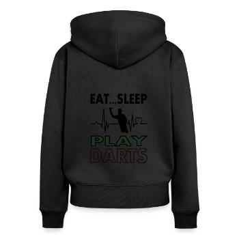 Eat sleep darts play dart dart dartboard - Women's Premium Organic Zip Hoodie - black - Back - Julia (174cm)