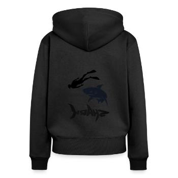 With Shark Dancing Gadgets Diver Snorkeling Gift - Women's Premium Organic Zip Hoodie - black - Back - Julia (174cm)