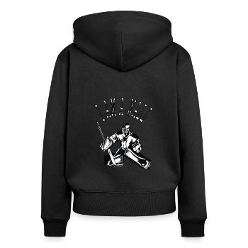 Goalie Eishockeyspielen Eishockeyspieler Geschenk - Frauen Premium Bio Zip Hoodie - Schwarz - Hinten - Julia (174cm)