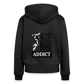 Skateboard fahren Skater Longboard skate Geschenk - Frauen Premium Bio Zip Hoodie - Schwarz - Hinten - Julia (174cm)