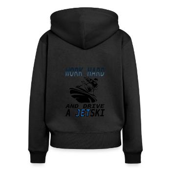 Jetski fahren Jetskifahrer Motorboot Geschenkidee - Frauen Premium Bio Zip Hoodie - Schwarz - Hinten - Julia (174cm)