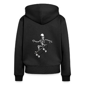 Skateboard fahren Skateboarding Skate Geschenkidee - Frauen Premium Bio Zip Hoodie - Schwarz - Hinten - Julia (174cm)