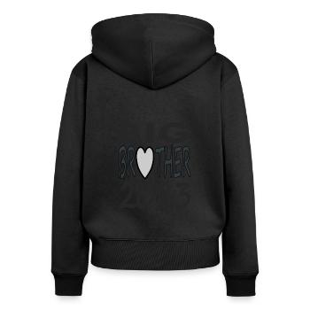 Idée cadeau Big Brother 2023 Little Brother - Sweat à capuche zippé Premium bio Femme - noir - Dos - Julia (174cm)