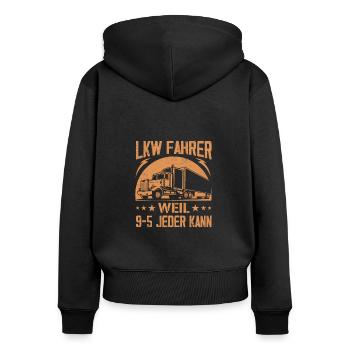 LKW Fahrer Geschenk Brummi Vater Jubiläum - Frauen Premium Bio Zip Hoodie - Schwarz - Hinten - Julia (174cm)