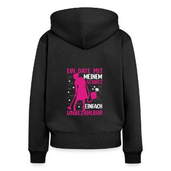 Geschenkidee für Hausfrauen - Frauen Premium Bio Zip Hoodie - Schwarz - Hinten - Julia (174cm)