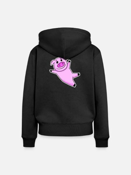 Schwein Niedlich - Frauen Premium Bio Zip Hoodie - Schwarz