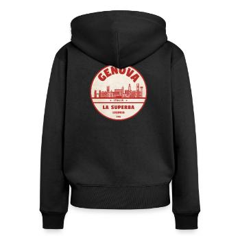 Genua Italia Vintage Stadtpanorama - Frauen Premium Bio Zip Hoodie - Schwarz - Hinten - Julia (174cm)
