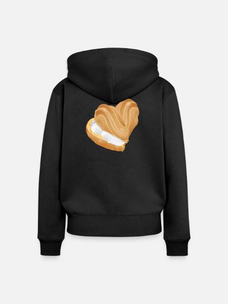 Mit Sahne gefülltes Windbeutel Herz - Frauen Premium Bio Zip Hoodie - Schwarz