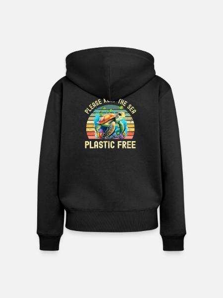 Meeresschildkröte Umweltschutz - Frauen Premium Bio Zip Hoodie - Schwarz