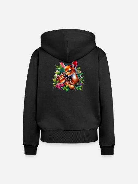 Rehbraun - Frauen Premium Bio Zip Hoodie - Schwarz
