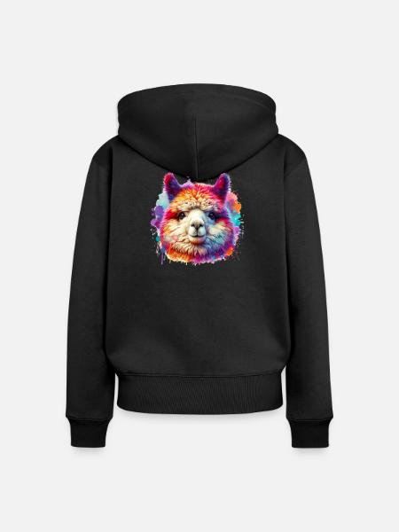 Alpaka - Frauen Premium Bio Zip Hoodie - Schwarz