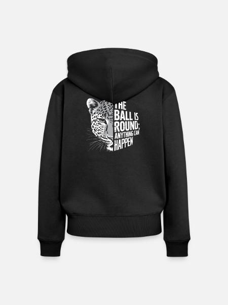 Der Ball ist rund, Leopard - Frauen Premium Bio Zip Hoodie - Schwarz