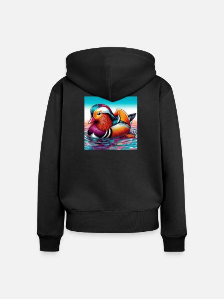 Mandarinente - Frauen Premium Bio Zip Hoodie - Schwarz
