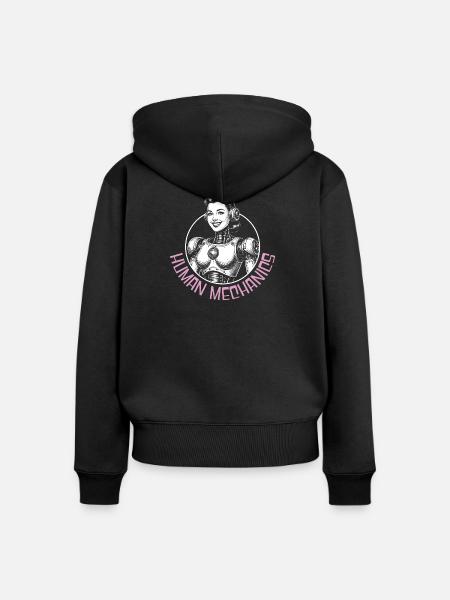 Mechanischer Mensch - Frauen Premium Bio Zip Hoodie - Schwarz