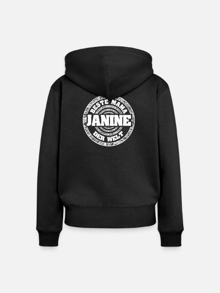 Mutter Janine - Frauen Premium Bio Zip Hoodie - Schwarz