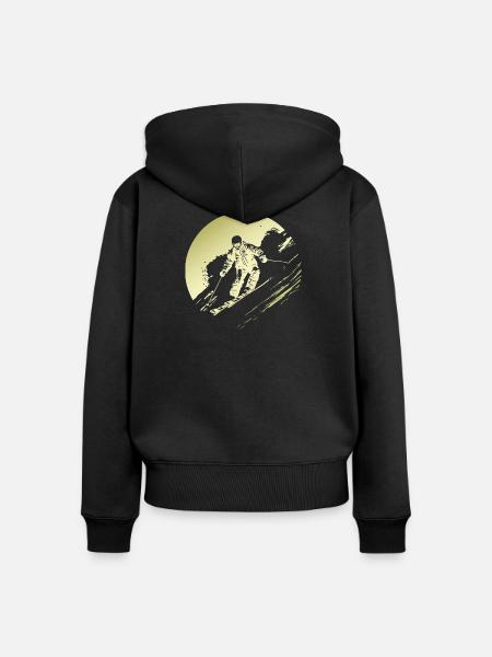 Ski Fahren Skiing Silhouette - Frauen Premium Bio Zip Hoodie - Schwarz