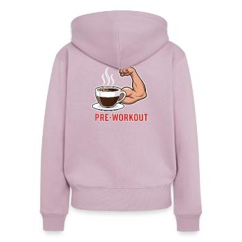 Kaffee Kraft Pre-Workout - Frauen Premium Bio Zip Hoodie - Altrosa - Hinten - Julia (174cm)