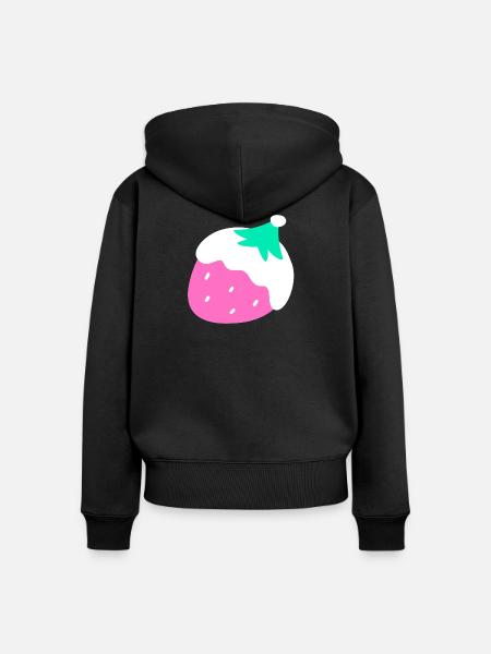 Erdbeeren – Weihnachten - Frauen Premium Bio Zip Hoodie - Schwarz