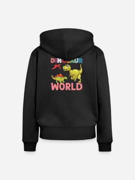 Dinosaur World nice - Frauen Premium Bio Zip Hoodie - Schwarz