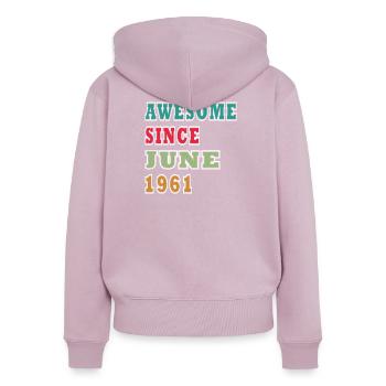 Seit Juni 1961 Vintage Jubiläum - Frauen Premium Bio Zip Hoodie - Altrosa - Hinten - Julia (174cm)