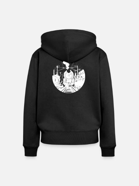 Eisenbahn Skizze - Frauen Premium Bio Zip Hoodie - Schwarz
