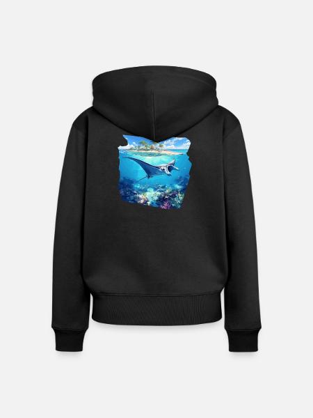 Rochen Mantarochen - Frauen Premium Bio Zip Hoodie - Schwarz