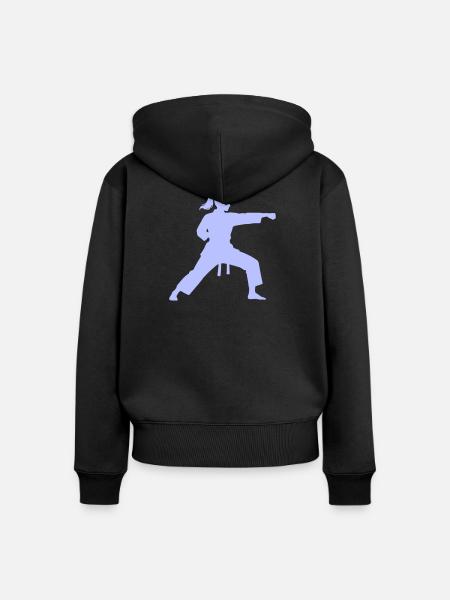 Kampfkunst Silhouette Karate - Frauen Premium Bio Zip Hoodie - Schwarz