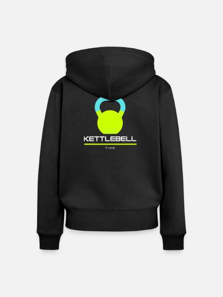 Kettlebell Time cool - Frauen Premium Bio Zip Hoodie - Schwarz