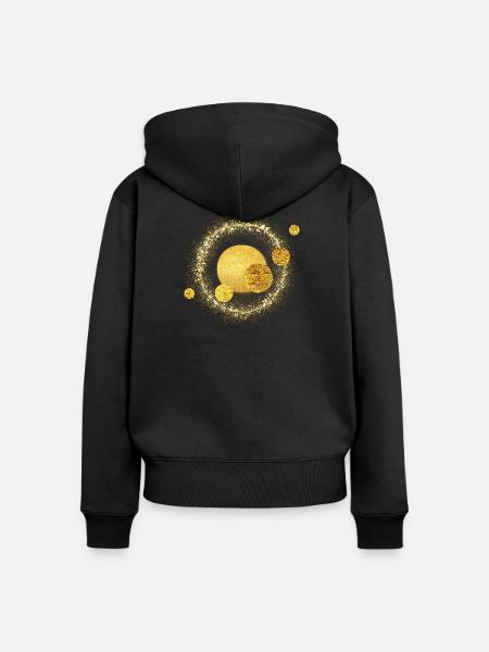 Goldglitzer Kreisdesign Sonnensturm - Frauen Premium Bio Zip Hoodie - Schwarz