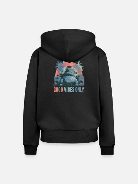 Katzen-DJ Gute Vibes Only - Frauen Premium Bio Zip Hoodie - Schwarz