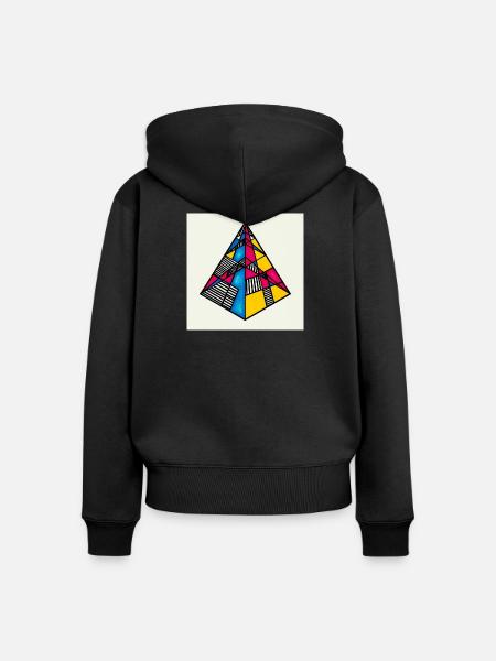 Abstrakte bunte Pyramide - Frauen Premium Bio Zip Hoodie - Schwarz