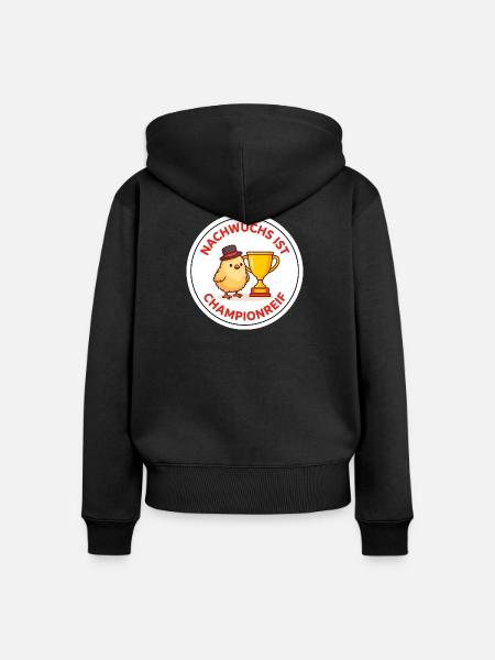 Champion-Küken Vogelschau T-Shirt - Frauen Premium Bio Zip Hoodie - Schwarz