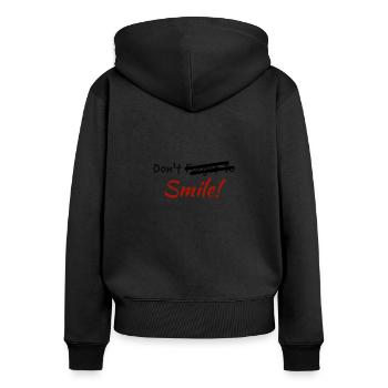Don't Smile - Joker - Frauen Premium Bio Zip Hoodie - Schwarz - Hinten - Julia (174cm)