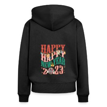 Happy New Year 2023 New Year's Eve Christmas - Women's Premium Organic Zip Hoodie - black - Back - Julia (174cm)
