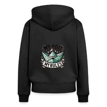 Mein Boot meine Regeln Design für Bootsfahrer - Frauen Premium Bio Zip Hoodie - Schwarz - Hinten - Julia (174cm)