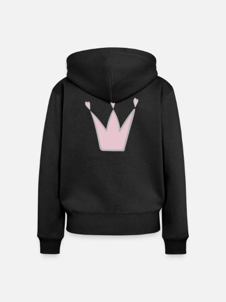 Krone - Frauen Premium Bio Zip Hoodie - Schwarz