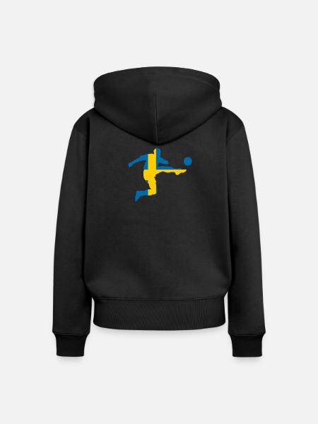 Fussballer Schweden - Frauen Premium Bio Zip Hoodie - Schwarz