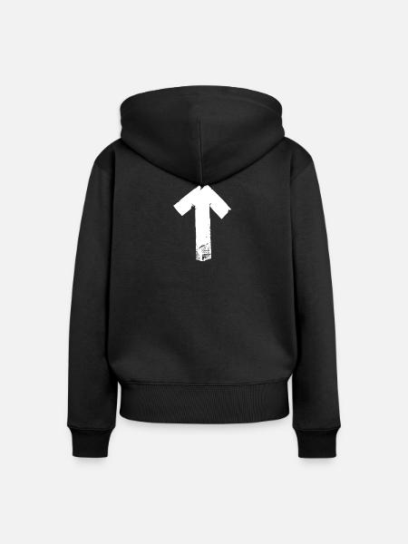 Pfeil hoch - weiß - Frauen Premium Bio Zip Hoodie - Schwarz