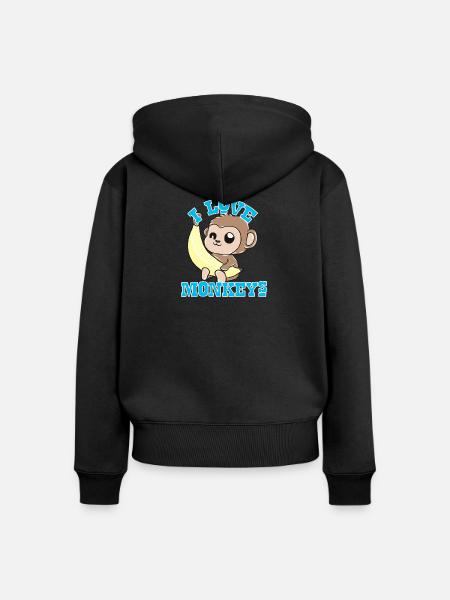 Affen - Frauen Premium Bio Zip Hoodie - Schwarz