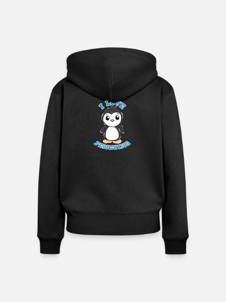 Pinguin - Frauen Premium Bio Zip Hoodie - Schwarz