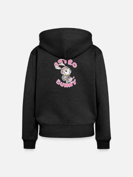 Astronaut Hase - Frauen Premium Bio Zip Hoodie - Schwarz