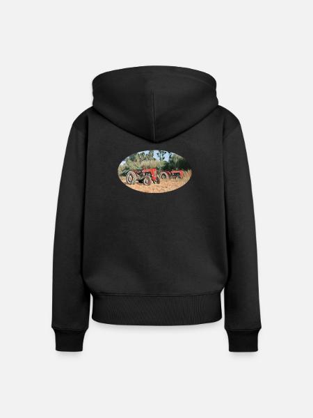 Rote Traktoren im Feld - Frauen Premium Bio Zip Hoodie - Schwarz