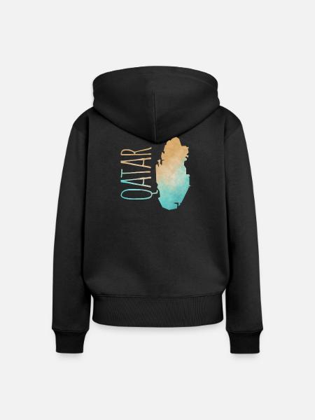 Qatar - Frauen Premium Bio Zip Hoodie - Schwarz