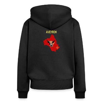 Aveyron - Sweat à capuche zippé Premium bio Femme - noir - Dos - Julia (174cm)