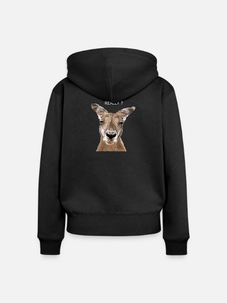 Känguru really - Frauen Premium Bio Zip Hoodie - Schwarz