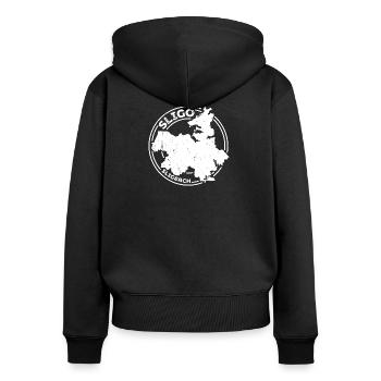 Sligo Irland County | Landkarte Kontur Stempel - Frauen Premium Bio Zip Hoodie - Schwarz - Hinten - Julia (174cm)